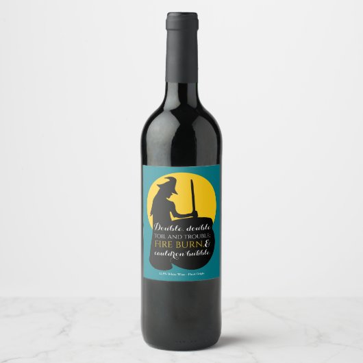 Witch en Moon Magic Spell Wine Label Wijn Etiket (Voorkant)