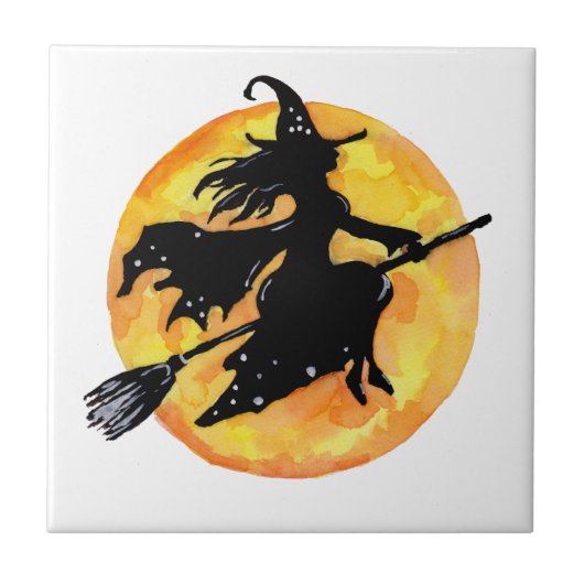 Witch en Moon Tegeltje (Voorkant)