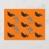 Witch en Mummy Pattern Halloween Briefkaart (Voorkant)