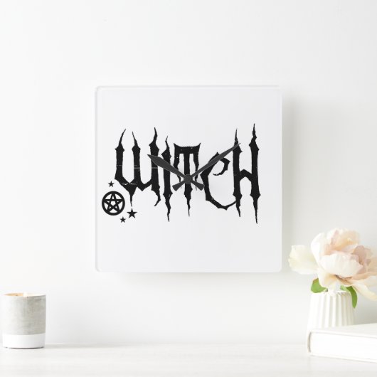 Witch en Pentacle-klok Vierkante Klok (Huis)