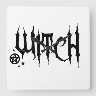 Witch en Pentacle-klok Vierkante Klok