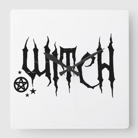 Witch en Pentacle-klok Vierkante Klok (Voorkant)