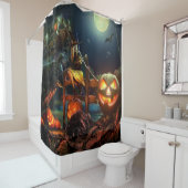 Witch en pompoenen douchegordijn (In situ)