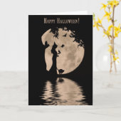 Witch en Ravens Black Cat en Owl Happy Halloween Kaart (Gele Bloem)