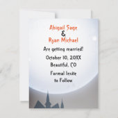 Witch en Skull Couple Full Moon Halloween Wedding Save The Date (Achterkant)