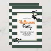 Witch en vleermuizen, grijze partij Halloween Kaart (Voorkant / Achterkant)