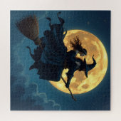 Witch en Warlock gepersonaliseerde Halloween Legpuzzel (Horizontaal)