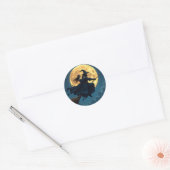 Witch en Warlock Halloween Ronde Sticker (Envelop)