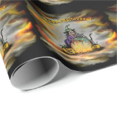Witch en zwarte kat, Happy Halloween! Cadeaupapier (Rol Hoek)