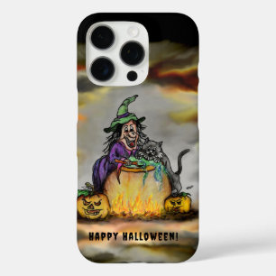 Witch en zwarte kat, Happy Halloween! iPhone 16 Pro Hoesje