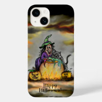 Witch en zwarte kat, Happy Halloween!