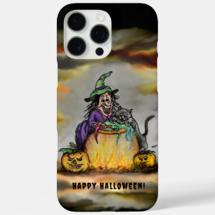 Witch en zwarte kat, Happy Halloween! iPhone 16 Pro Max Hoesje