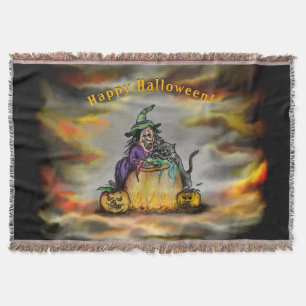 Witch en zwarte kat, Happy Halloween! Deken