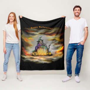 Witch en zwarte kat, Happy Halloween! Fleece Deken