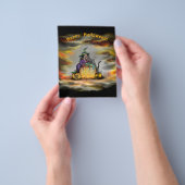 Witch en zwarte kat, Happy Halloween! Flyer (Hand)