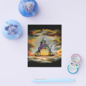 Witch en zwarte kat, Happy Halloween! Flyer (Enkel)