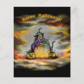 Witch en zwarte kat, Happy Halloween! Flyer (Voorkant)