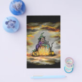 Witch en zwarte kat, Happy Halloween! Flyer (Enkel)