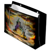 Witch en zwarte kat, Happy Halloween! Groot Cadeauzakje (Voorkant Gekanteld)