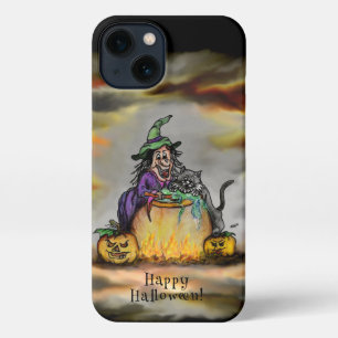 Witch en zwarte kat, Happy Halloween! iPhone 13 Hoesje