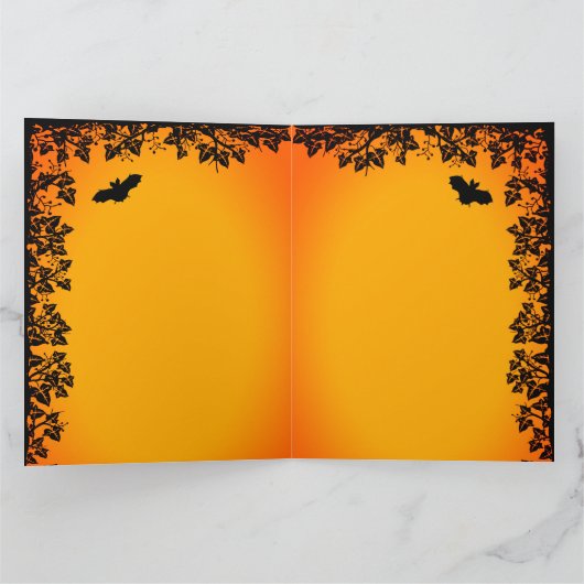 Witch en zwarte kat, Happy Halloween! Kaart (Binnen)