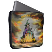 Witch en zwarte kat, Happy Halloween! Laptop Sleeve (Voorkant Rechts)