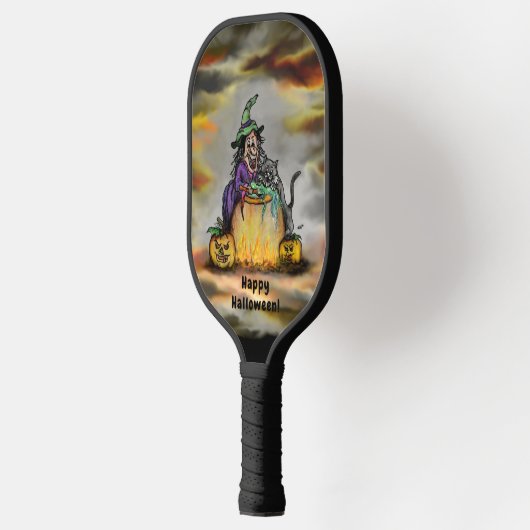 Witch en zwarte kat, Happy Halloween! Pickleball Paddle (Links)