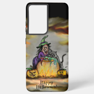 Witch en zwarte kat, Happy Halloween! Samsung Galaxy Hoesje