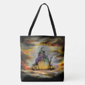 Witch en zwarte kat, Happy Halloween! Tote Bag (Voorkant)