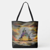 Witch en zwarte kat, Happy Halloween! Tote Bag (Achterkant)