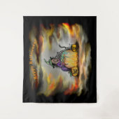 Witch en zwarte kat, Happy Halloween! Wandkleed (Voorkant)