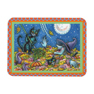 WITCH EN ZWARTE VANGERSCHAPSREMMEN, FUNNY HALLOEEN MAGNEET