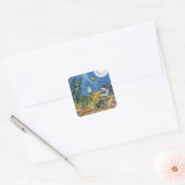 WITCH EN ZWARTE VANGERSCHAPSREMMEN, FUNNY HALLOEEN VIERKANTE STICKER (Envelop)