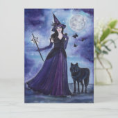 Witch en zwarte wolf van Renee Lavoie (Staand voorkant)