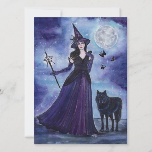 Witch en zwarte wolf van Renee Lavoie (Voorkant)