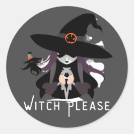 Witch Face Ronde Sticker