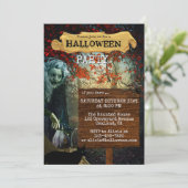 Witch Fantasy Dark Forest Halloween Party Kaart (Staand voorkant)