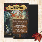 Witch Fantasy Dark Forest Halloween Party Kaart