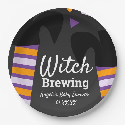 Witch Feet Brewing Halloween Birthday Baby shower Papieren Bordje (Voorkant)