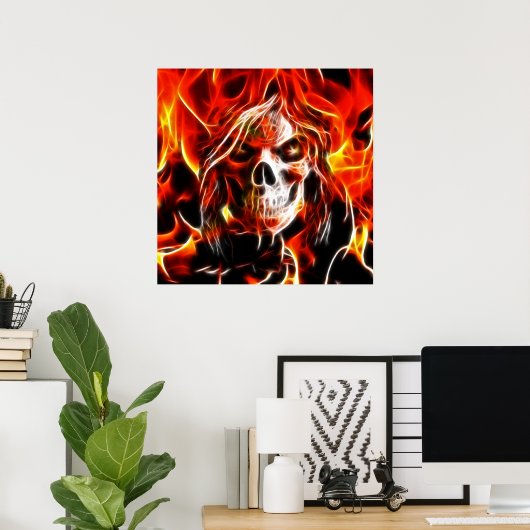 Witch Fiery Skull Poster (Thuiskantoor)