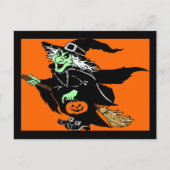 Witch Flying Halloween Cartoon Briefkaart (Voorkant)