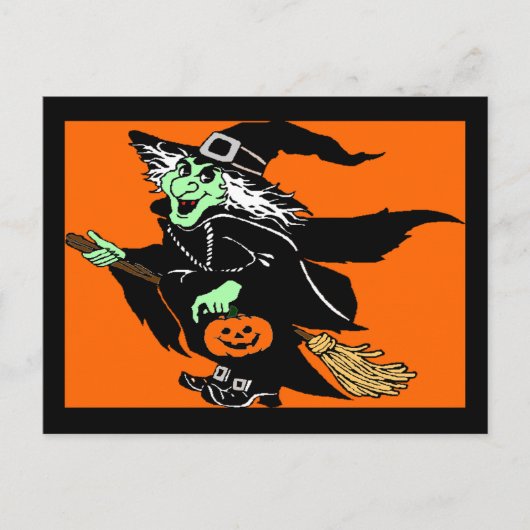 Witch Flying Halloween Cartoon Briefkaart (Voorkant)