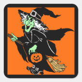 Witch Flying Halloween Cartoon Sticker (Voorkant)