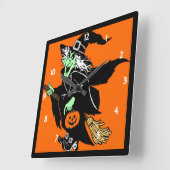 Witch Flying Halloween Cartoon Wall klok (Hoek)