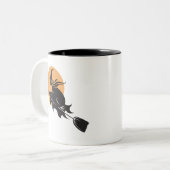 Witch Flying Halloween Tweekleurige Koffiemok (Voorkant links)