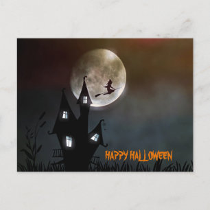 Witch Flying Happy Halloween Persoonlijk Briefkaart