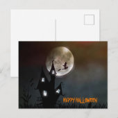 Witch Flying Happy Halloween Persoonlijk Briefkaart (Voorkant / Achterkant)