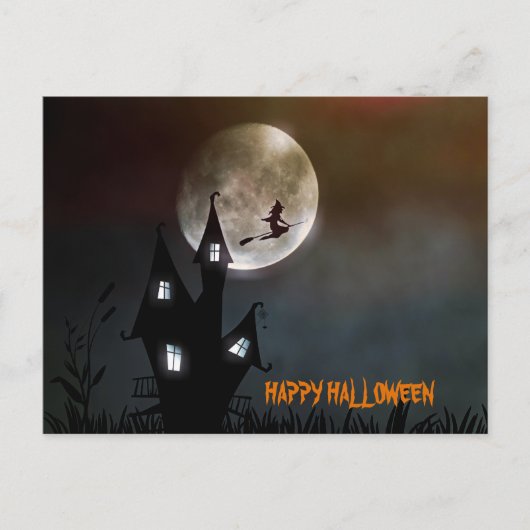 Witch Flying Happy Halloween Persoonlijk Briefkaart (Voorkant)