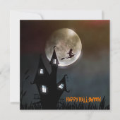 Witch Flying Happy Halloween Persoonlijke Kaart (Voorkant)