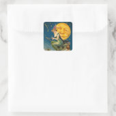 Witch Flying Past Moon - Halloween Sticker (Tas)
